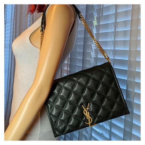 becky mini ysl|SAINT LAURENT Lambskin Quilted Mini Becky Chain Bag Deep .